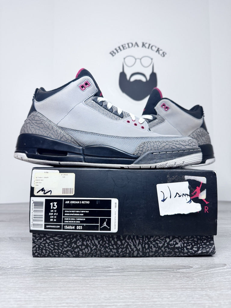 Size 13 - Air Jordan 3 Retro Stealth 136064-003 Preowned Authentic Og