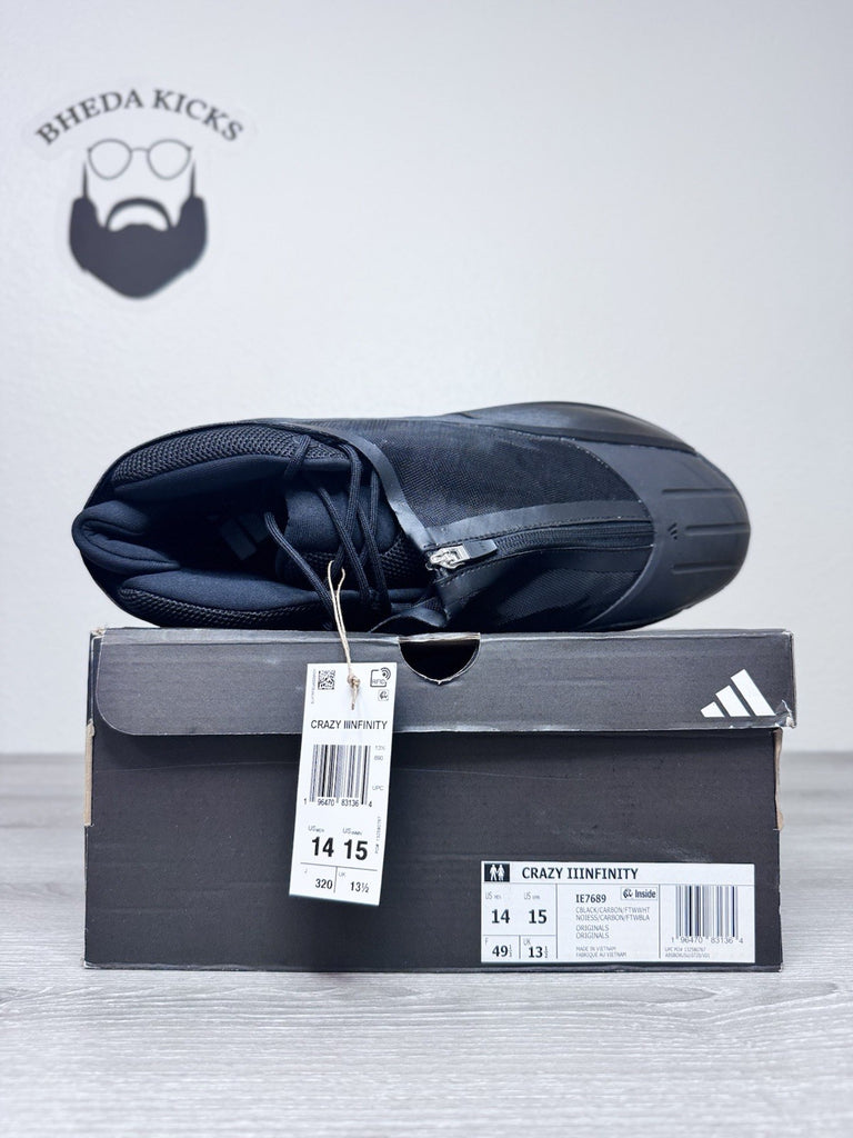Size 14 - Adidas Crazy IIInFinity Triple Black Mens IE7689 NEW DS