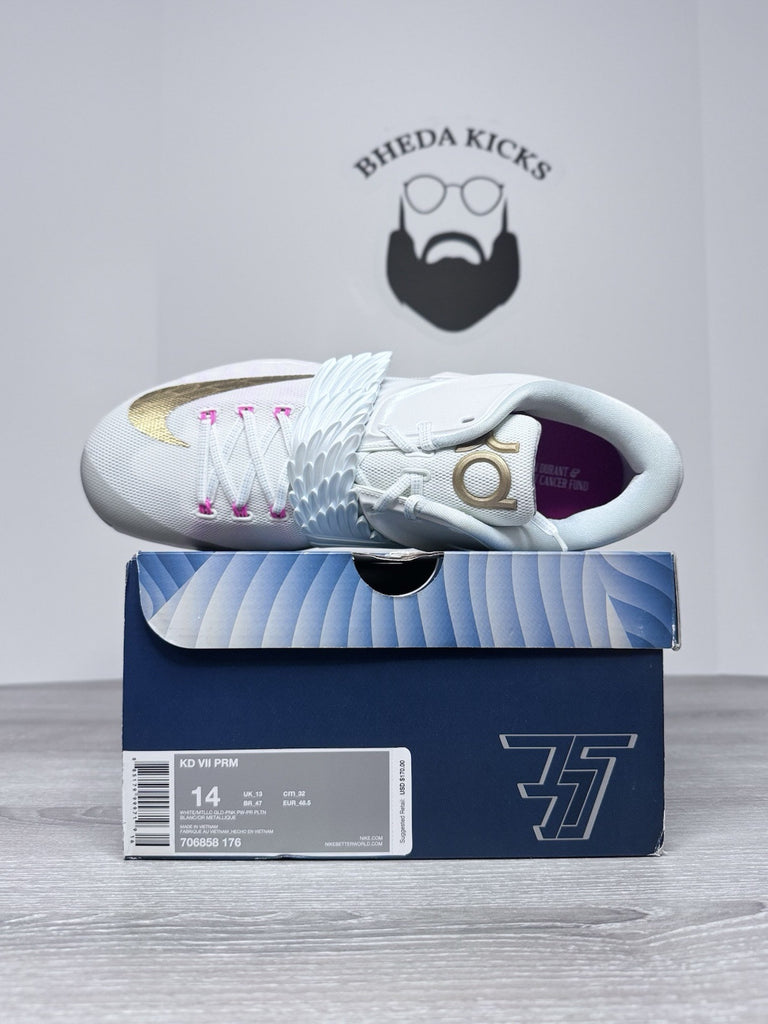 Size 14 - Nike KD 7 VII PRM Prm Aunt Pearl White Sneaker 706858-176 NEW DS