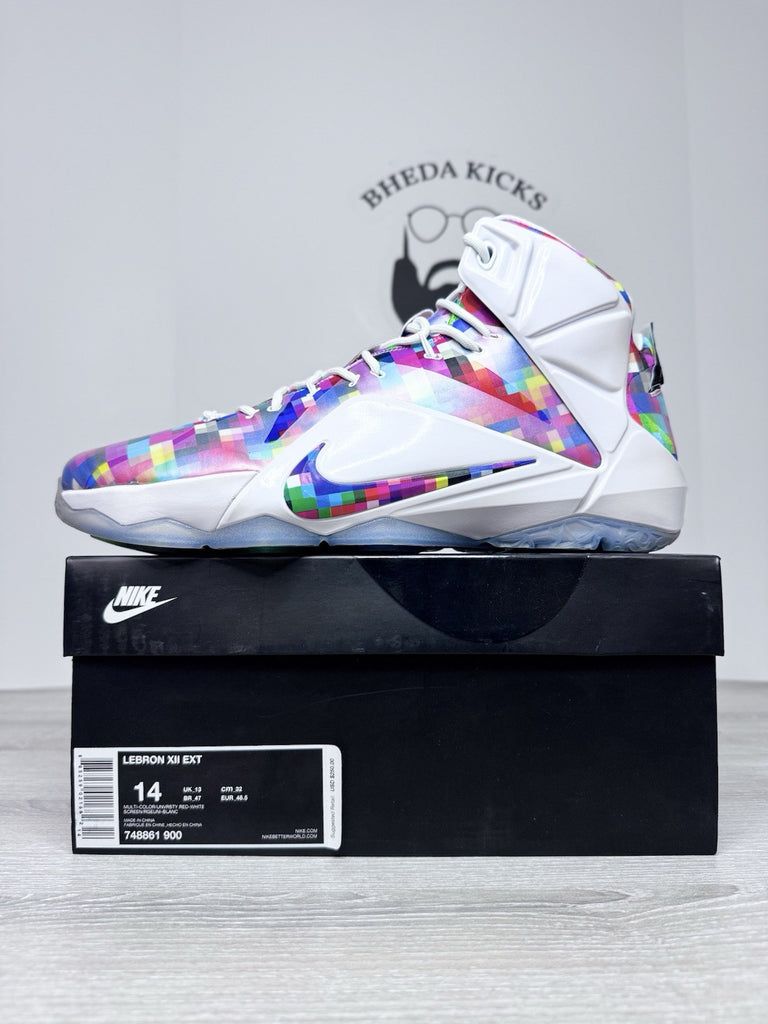 Size 14 - Nike LeBron 12 EXT Prism 2015 748861-900 Authentic Rare NEW DS