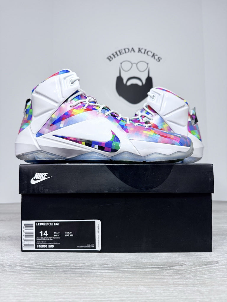 Size 14 - Nike LeBron 12 EXT Prism 2015 748861-900 Authentic Rare NEW DS