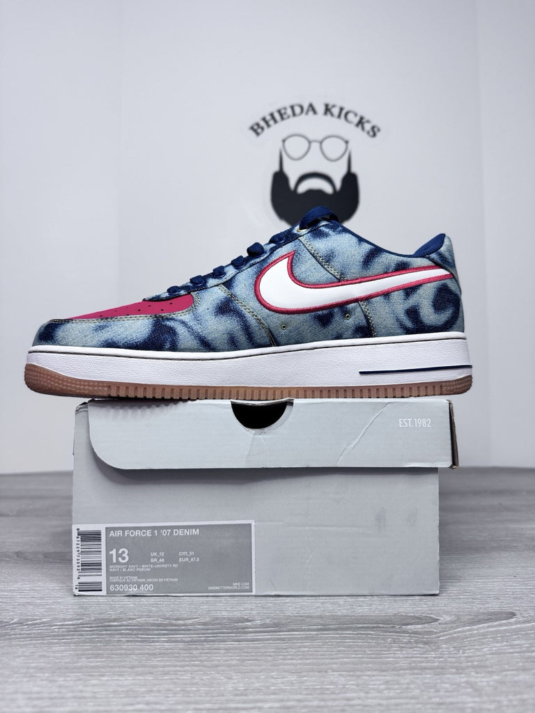 Size 13 - Nike Air Force 1 Low Blue Denim 630930-400 Rare NEW DS