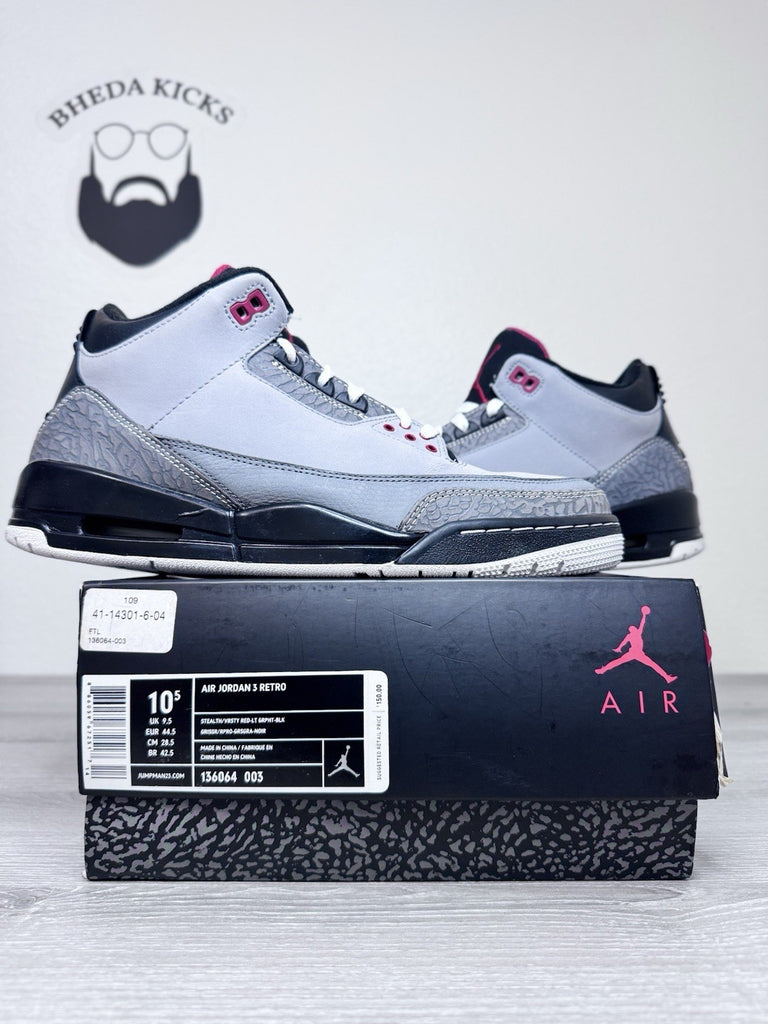 Size 10.5 - Nike Air Jordan 3 Retro Stealth 2011 Preowned 136064-003 Sneakers
