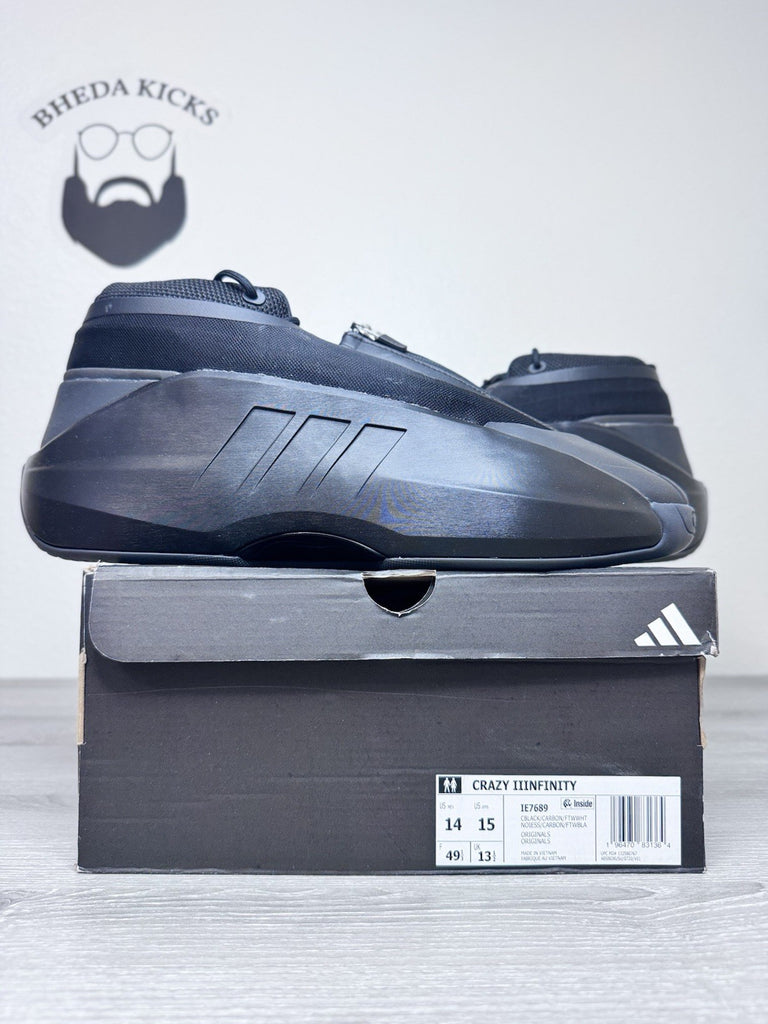 Size 14 - Adidas Crazy IIInFinity Triple Black Mens IE7689 NEW DS