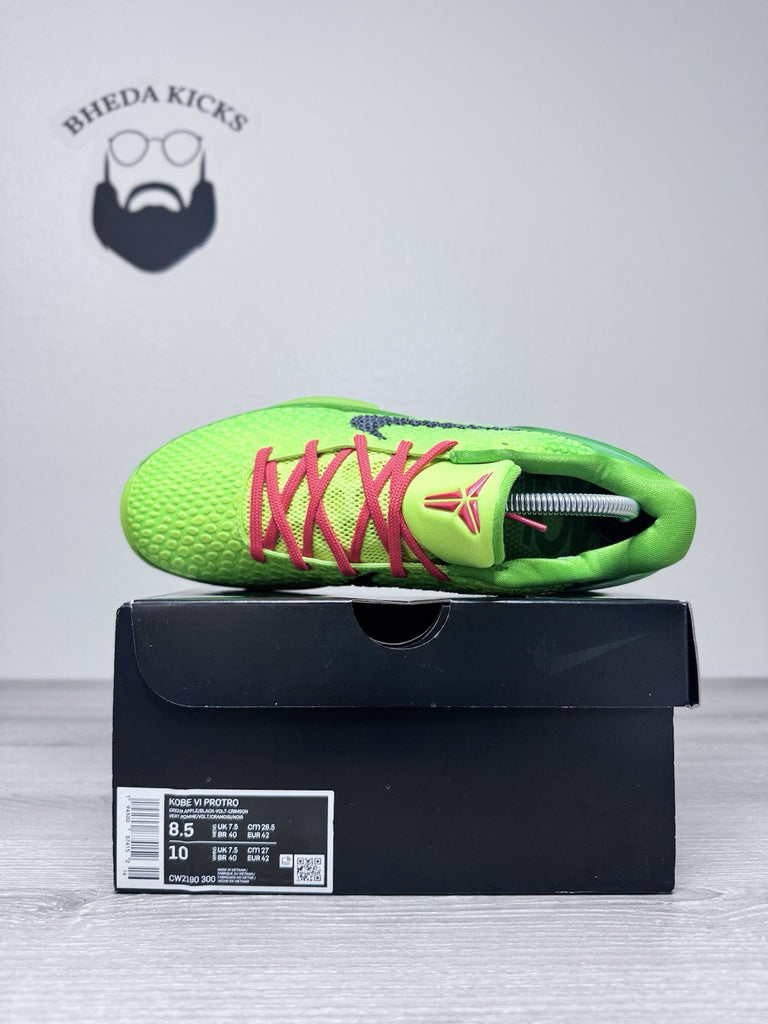 Size 8.5 - Nike Zoom Kobe 6 Protro 'Grinch' CW2190-300 Preowned Og Rare