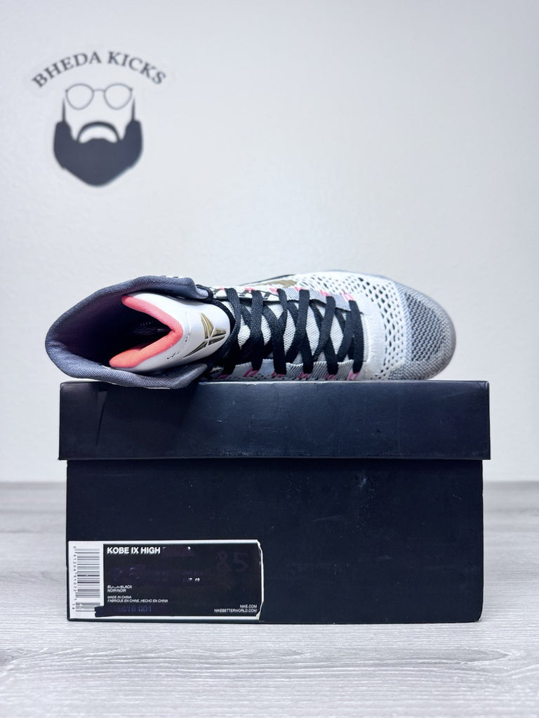 Size 8.5 - Kobe 9 Elite Fundamentals US Mens White And Gold 630847-100 2013