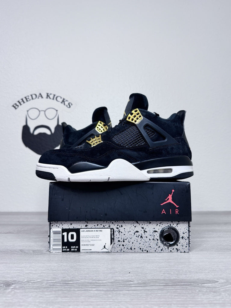 Size 10 - Jordan 4 Retro Royalty 2017 Gold White Black Suede (308497-032)