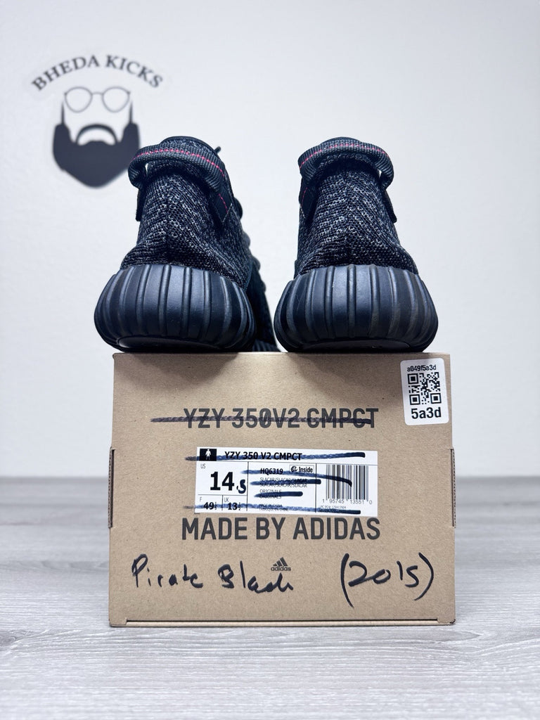 Size 14.5 - adidas Yeezy Boost 350 2015 Pirate Black AQ2659 Preowned Authentic