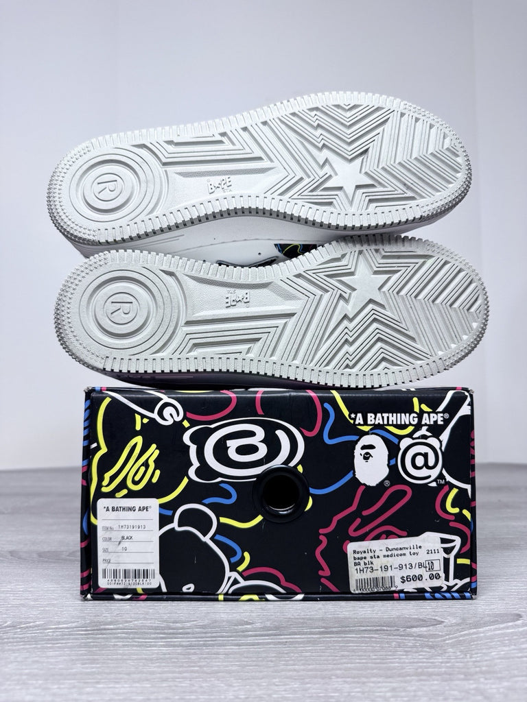 Size 10 - A Bathing Ape Medicom Toy x Bapesta M2 Low Be@r Camo Black