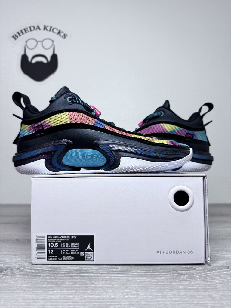Size 10.5 - Air Jordan 36 Low Black Multi-Color DH0833-063 NEW DS