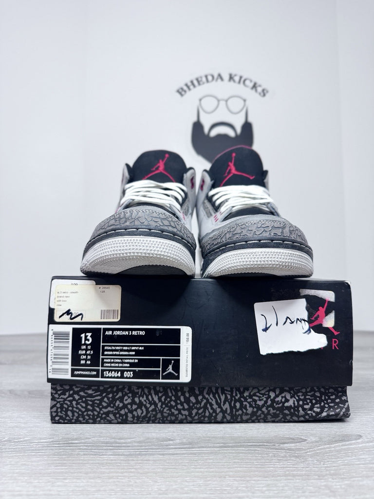 Size 13 - Air Jordan 3 Retro Stealth 136064-003 Preowned Authentic Og