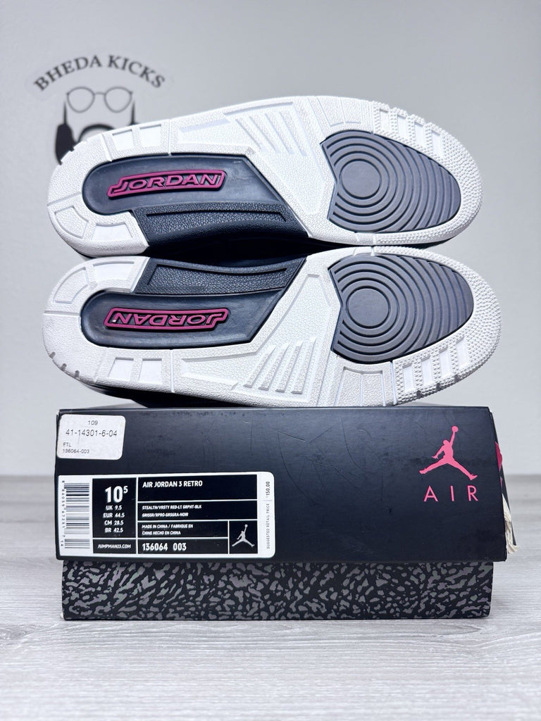Size 10.5 - Nike Air Jordan 3 Retro Stealth 2011 Preowned 136064-003 Sneakers