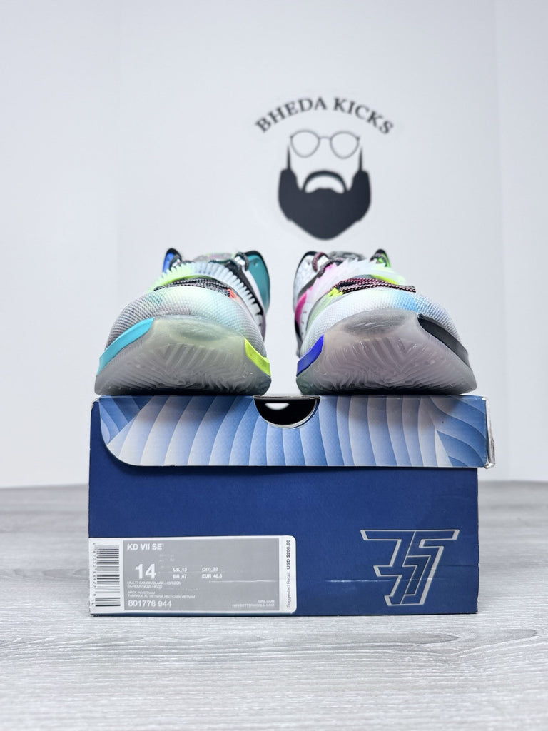 Size 14 - Nike KD 7 What The KD Pink Blue Green White Grey Leather (801778-944)