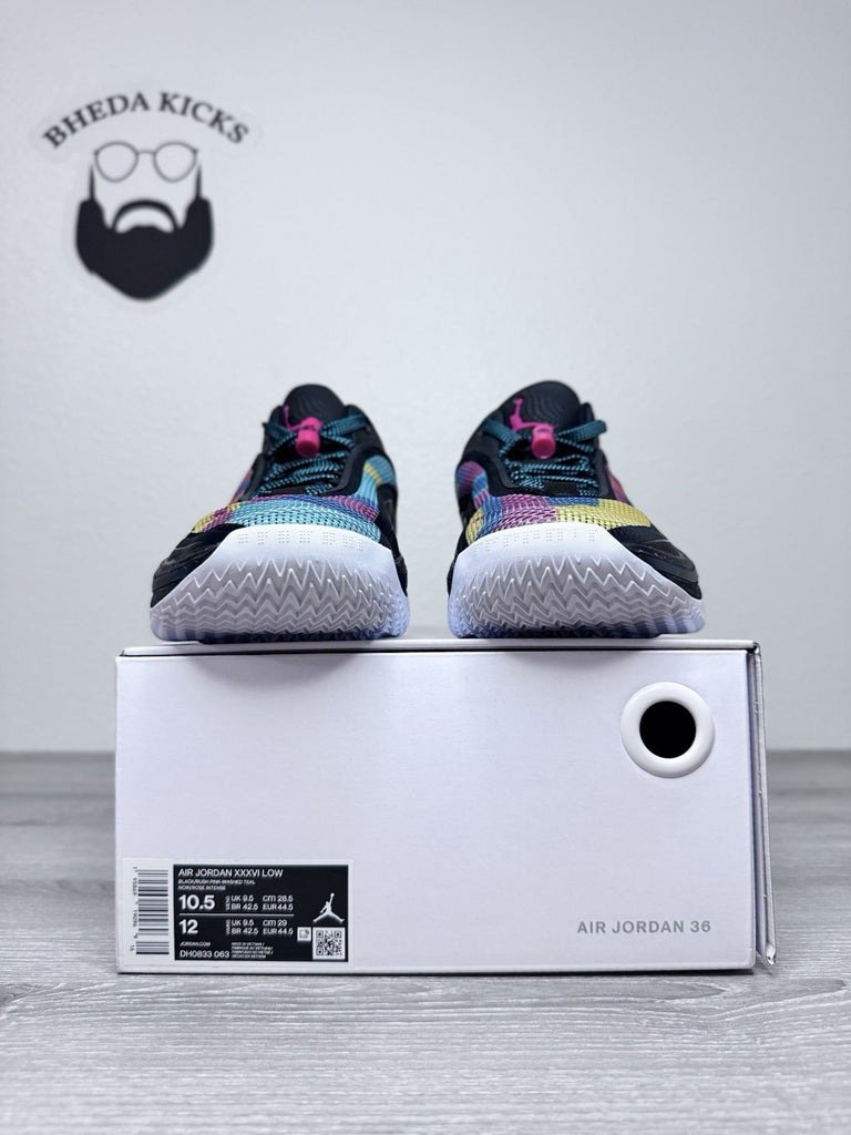 Size 10.5 - Air Jordan 36 Low Black Multi-Color DH0833-063 NEW DS