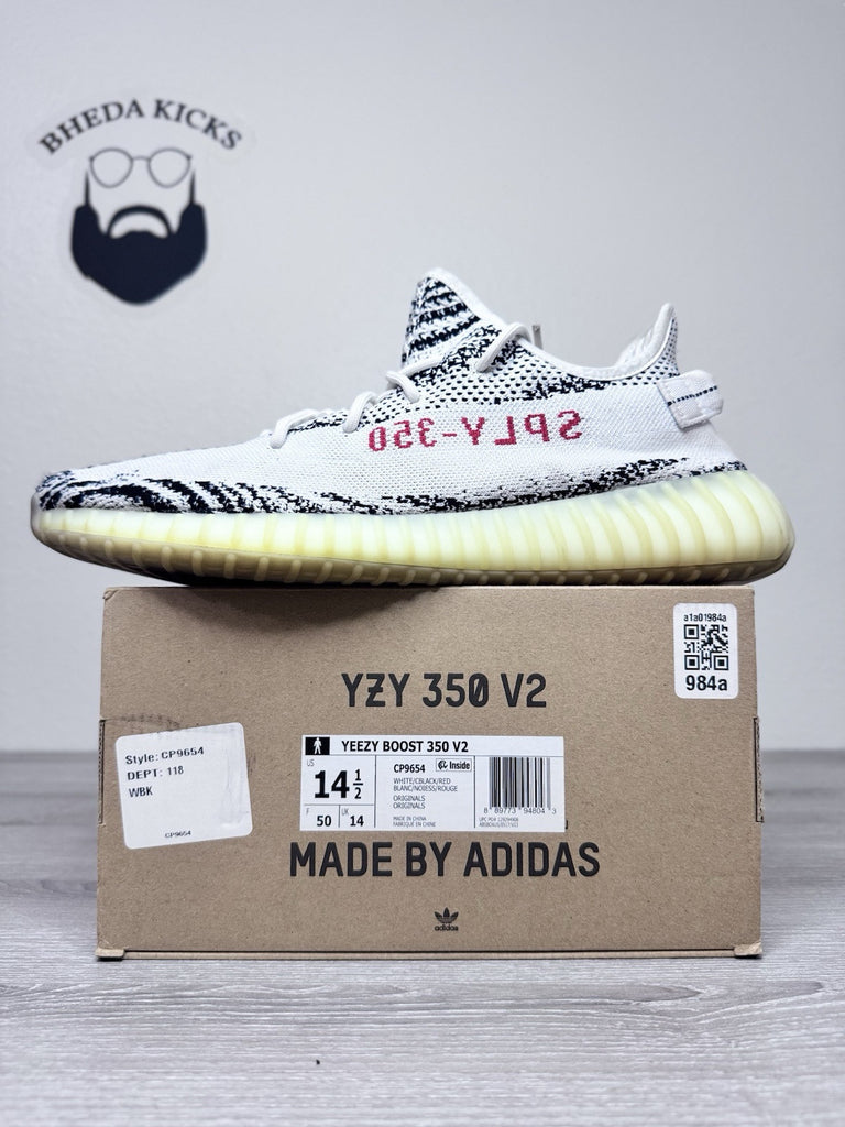 Size 14.5 - adidas Yeezy Boost 350 V2 Low Zebra CP9654 Preowned Authentic