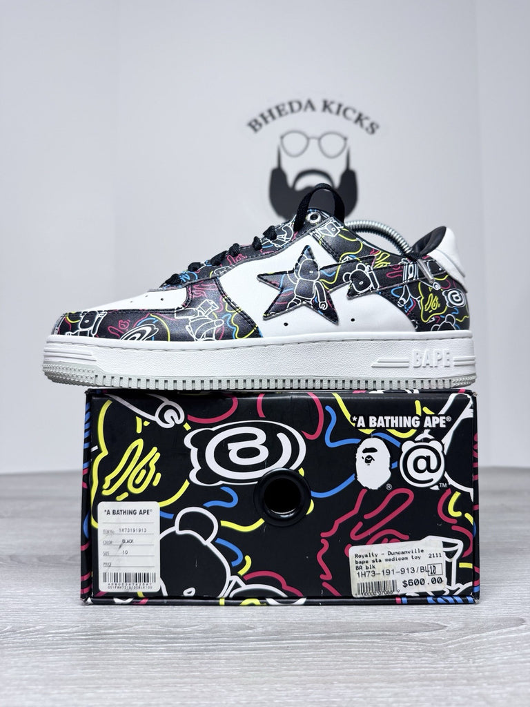 Size 10 - A Bathing Ape Medicom Toy x Bapesta M2 Low Be@r Camo Black