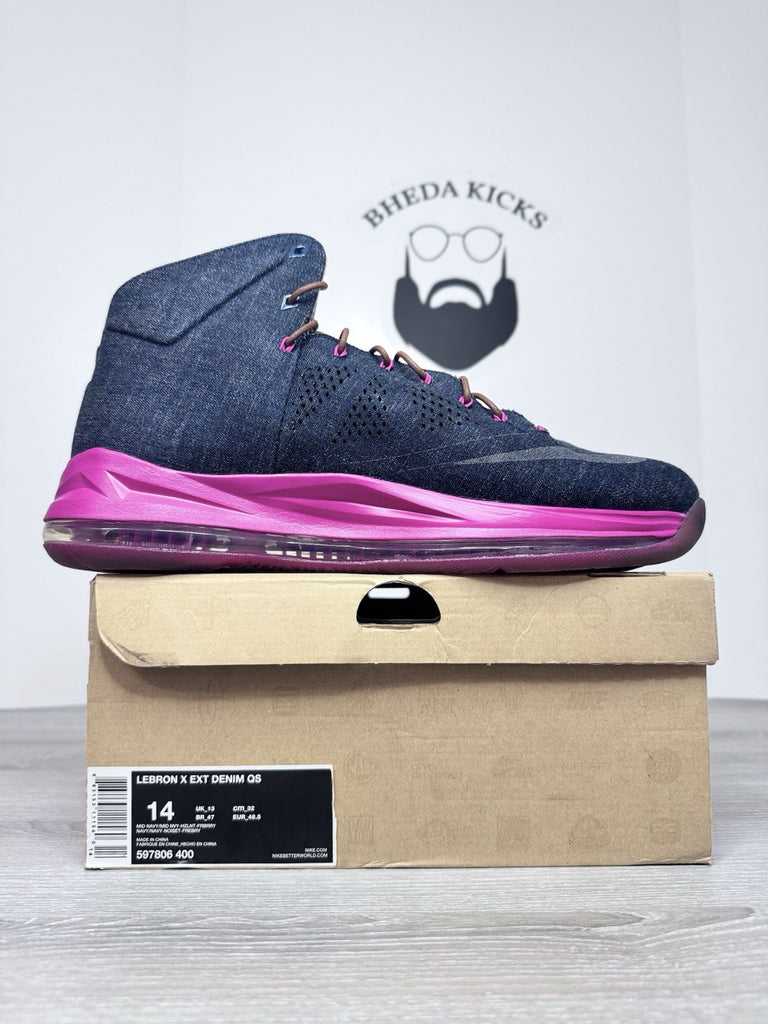 Size 14 - Nike Lebron 10 EXT Denim QS Navy 597806 400 Authentic NEW DS