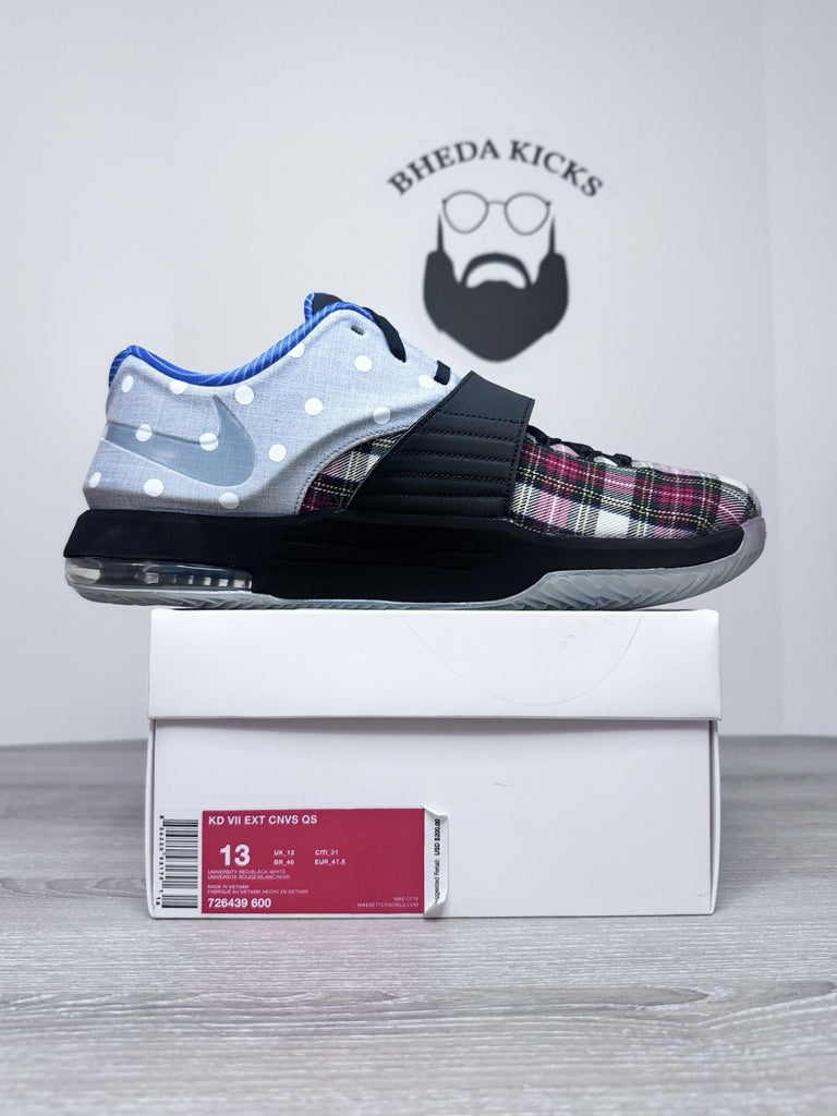 Size 13 - Nike KD 7 EXT Plaid 2015 726439-600 Authentic Rare NEW DS