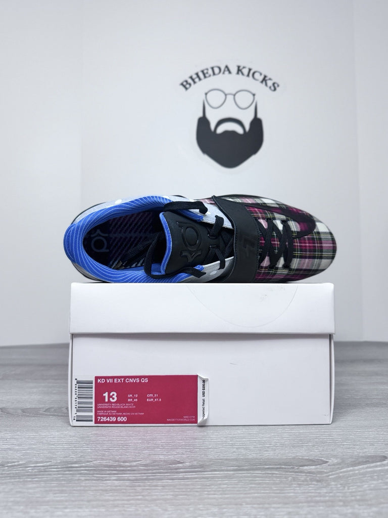 Size 13 - Nike KD 7 EXT Plaid 2015 726439-600 Authentic Rare NEW DS