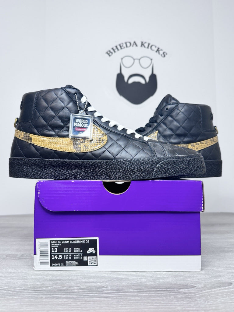 Size 13 - Supreme x Nike SB Blazer Mid QS 'Supreme Black' DV5078-001 Worn Once