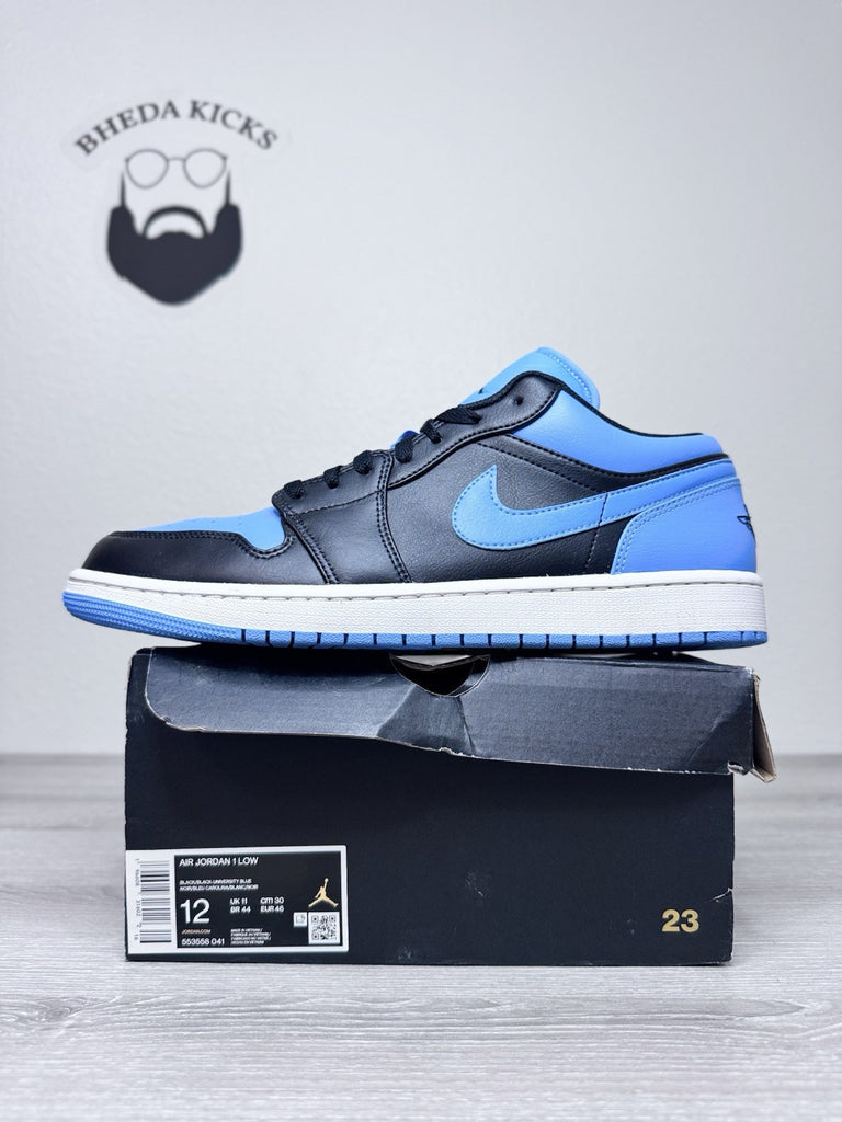 Size 12 - Nike Air Jordan 1 Low Black University Blue 553558-041 Men's