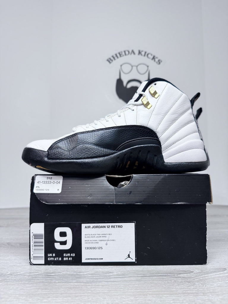 Size 9 - Nike Air Jordan 12 Retro Taxi White Black 130690-125 Men's Preowned