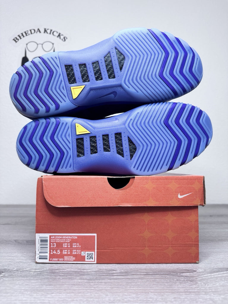 Size 13 - Nike LeBron Air Zoom Generation Court Purple Suede FJ0667-500 NEW DS