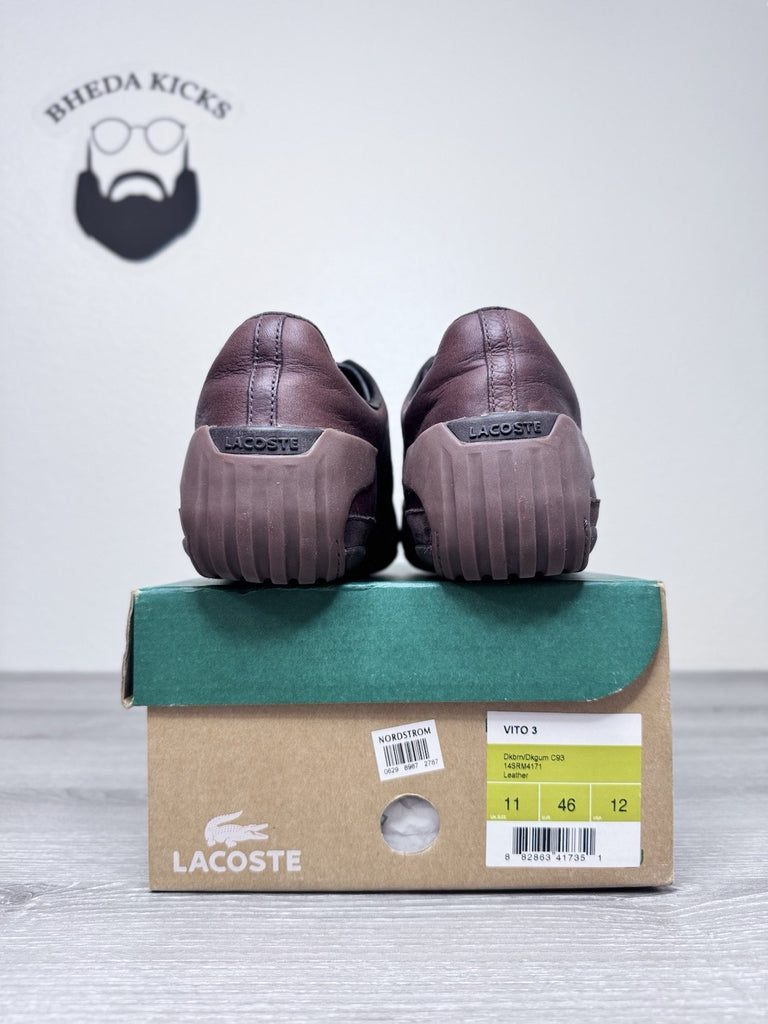 Size 12 - LACOSTE SPORT Strap VITO 3 C93 Brown Leather Loafer Shoes Sneakers