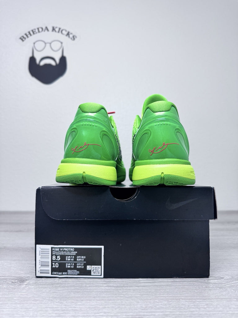 Size 8.5 - Nike Zoom Kobe 6 Protro 'Grinch' CW2190-300 Preowned Og Rare