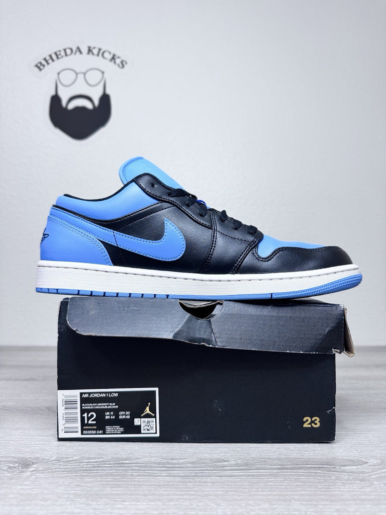 Size 12 - Nike Air Jordan 1 Low Black University Blue 553558-041 Men's