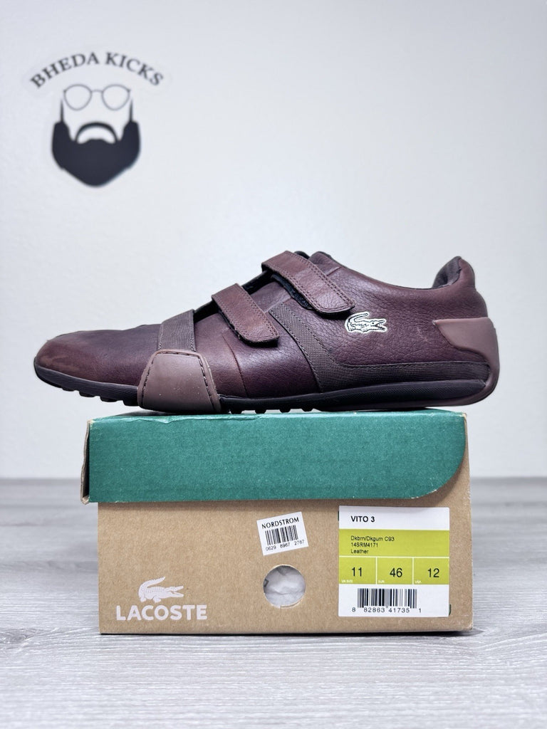 Size 12 - LACOSTE SPORT Strap VITO 3 C93 Brown Leather Loafer Shoes Sneakers