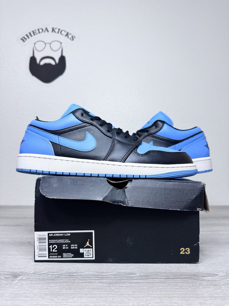 Size 12 - Nike Air Jordan 1 Low Black University Blue 553558-041 Men's