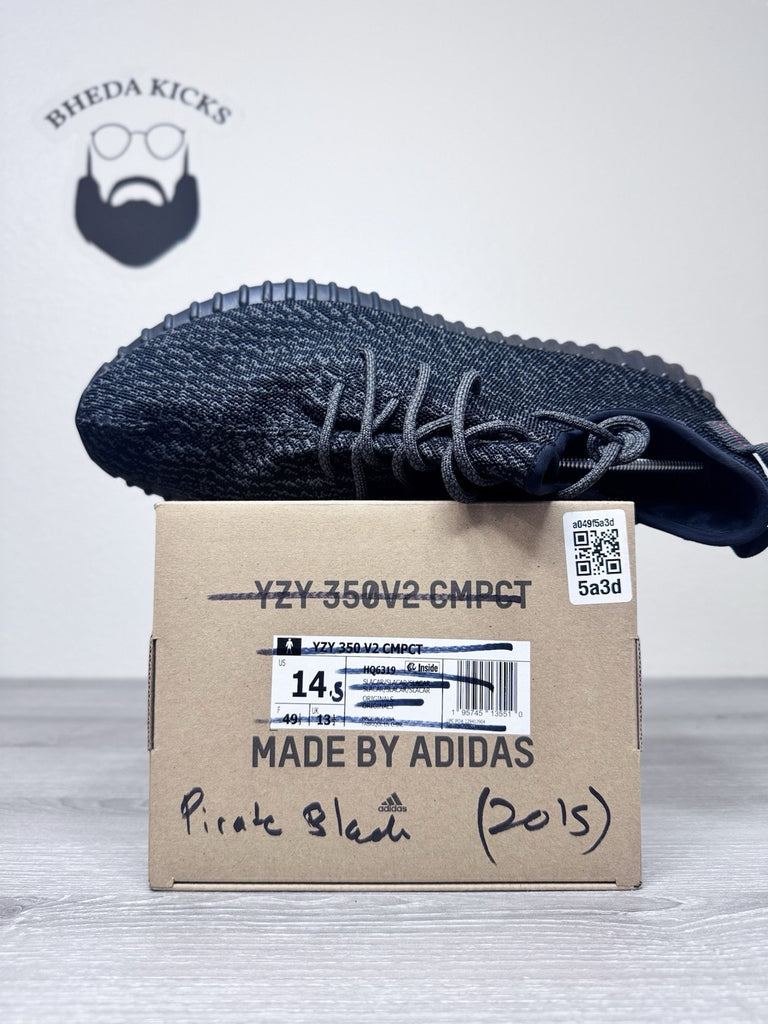 Size 14.5 - adidas Yeezy Boost 350 2015 Pirate Black AQ2659 Preowned Authentic