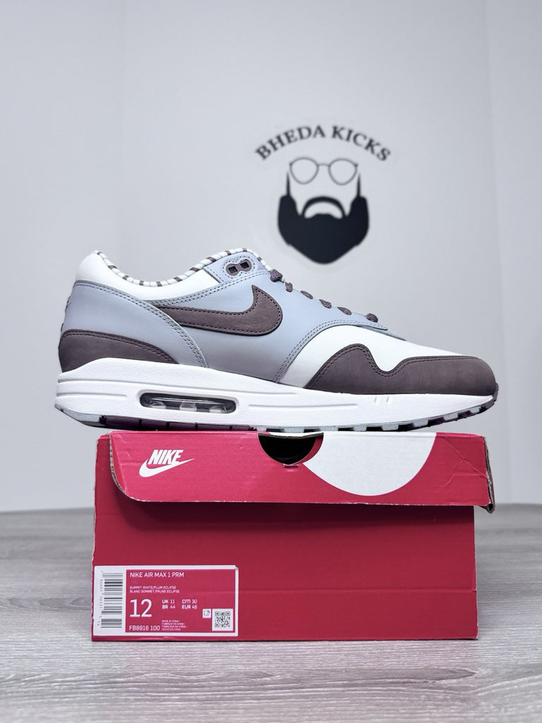 Size 12 - Nike Air Max 1 Premium Plum Eclipse ‘Shima Shima’ FB8916-100 NEW DS