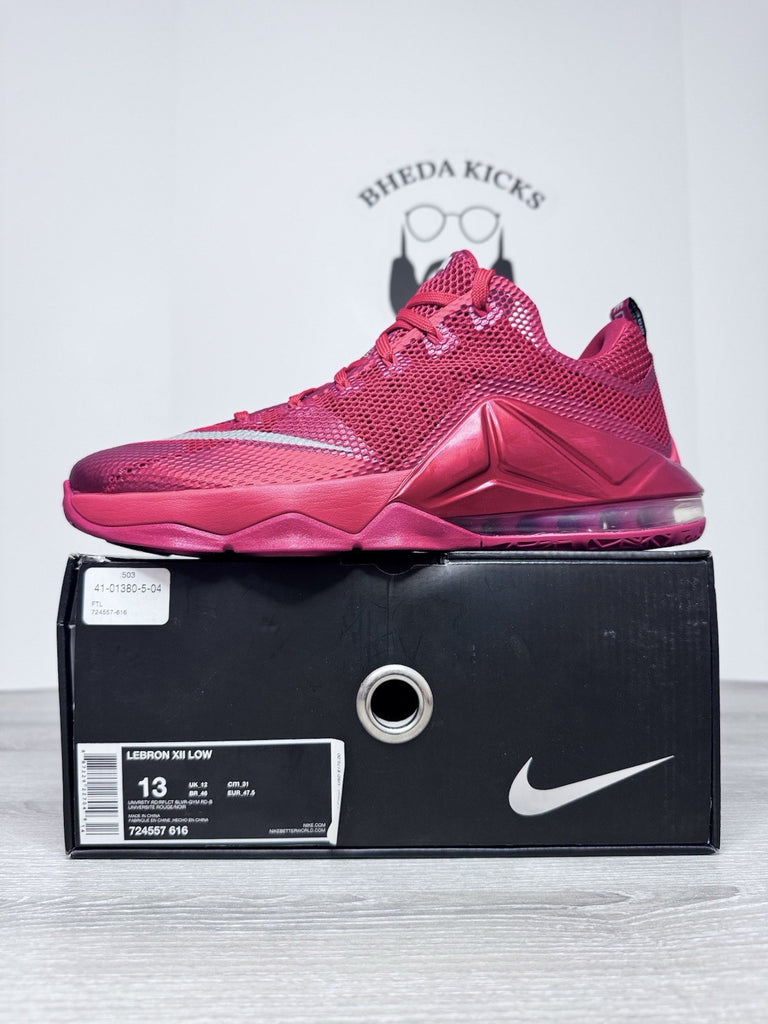 Size 13 - Nike LeBron 12 Low University Red 2015 724557-616 NEW DS