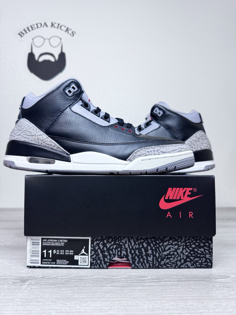 Size 11.5 - Air Jordan 3 Retro OG 2024 Black Cement DN3707-010 WORN ONCE