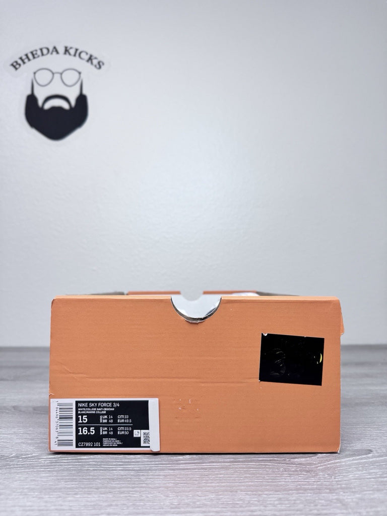 Size 15 - Nike Sky Force 3/4 White Obsidian Navy Blue Pure Platinum CZ7892-101