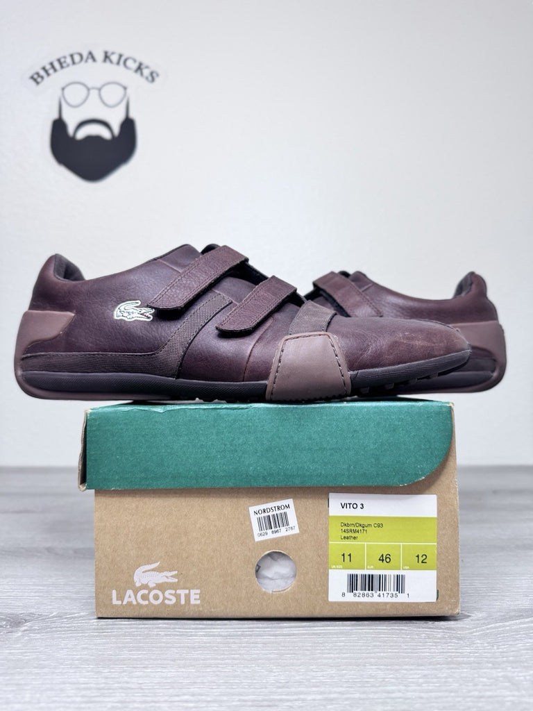 Size 12 - LACOSTE SPORT Strap VITO 3 C93 Brown Leather Loafer Shoes Sneakers