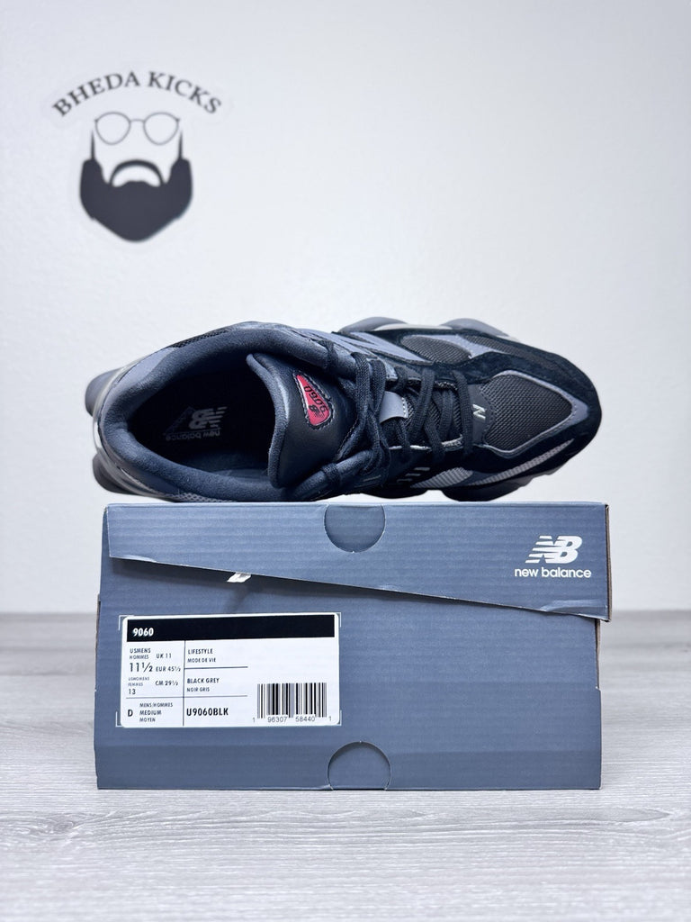 Size 11.5 - New Balance 9060 Castlerock Black Grey Red U9060BLK Worn ONCE