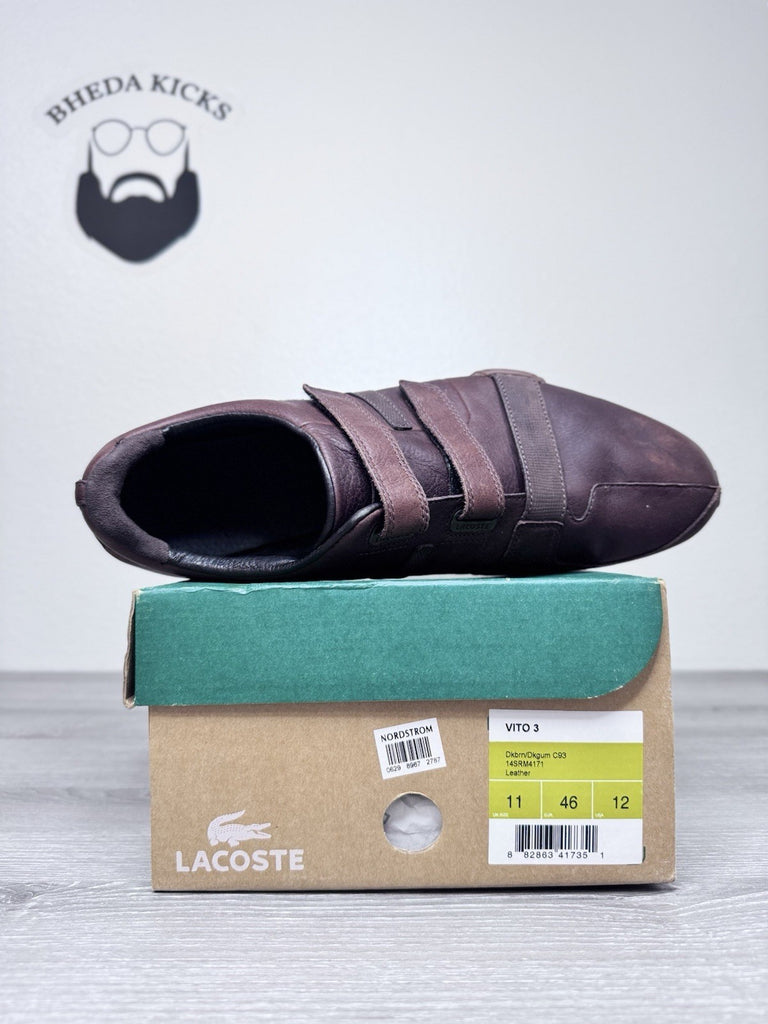 Size 12 - LACOSTE SPORT Strap VITO 3 C93 Brown Leather Loafer Shoes Sneakers