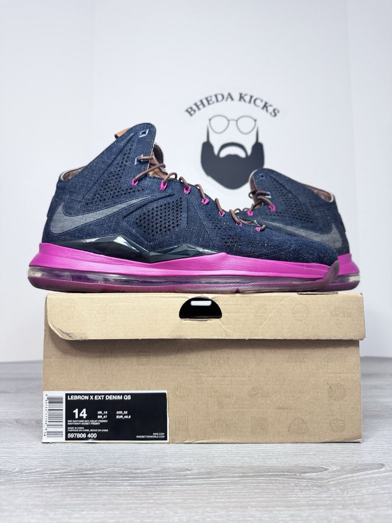 Size 14 - Nike Lebron 10 EXT Denim QS Navy 597806 400 Authentic NEW DS