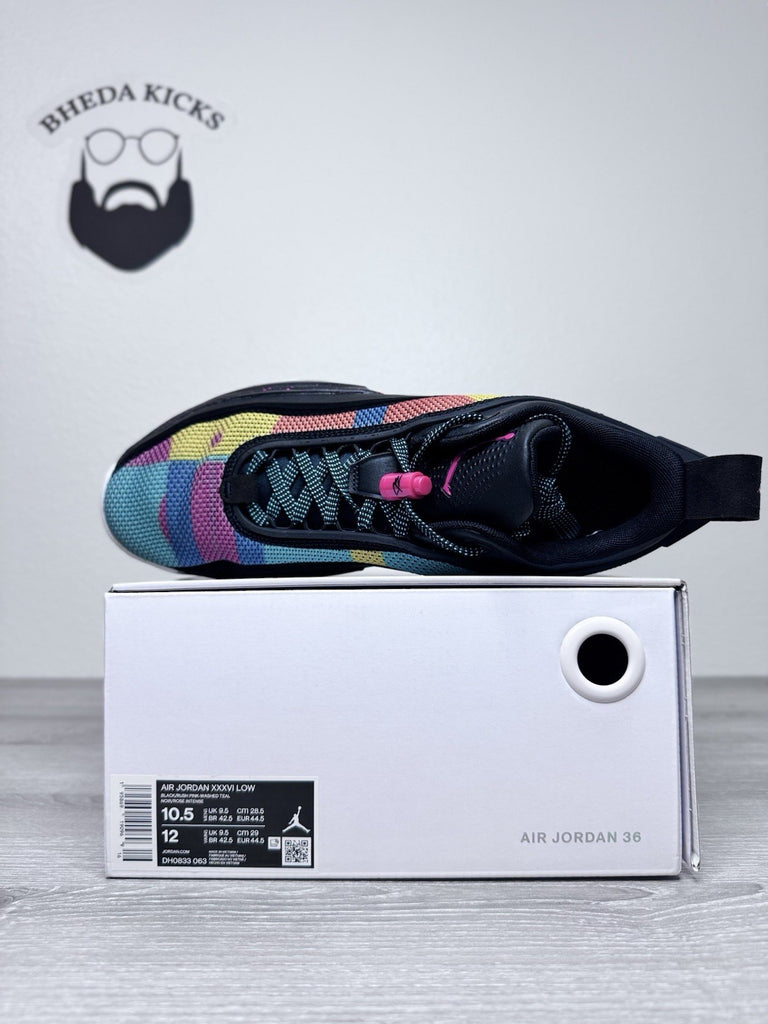 Size 10.5 - Air Jordan 36 Low Black Multi-Color DH0833-063 NEW DS