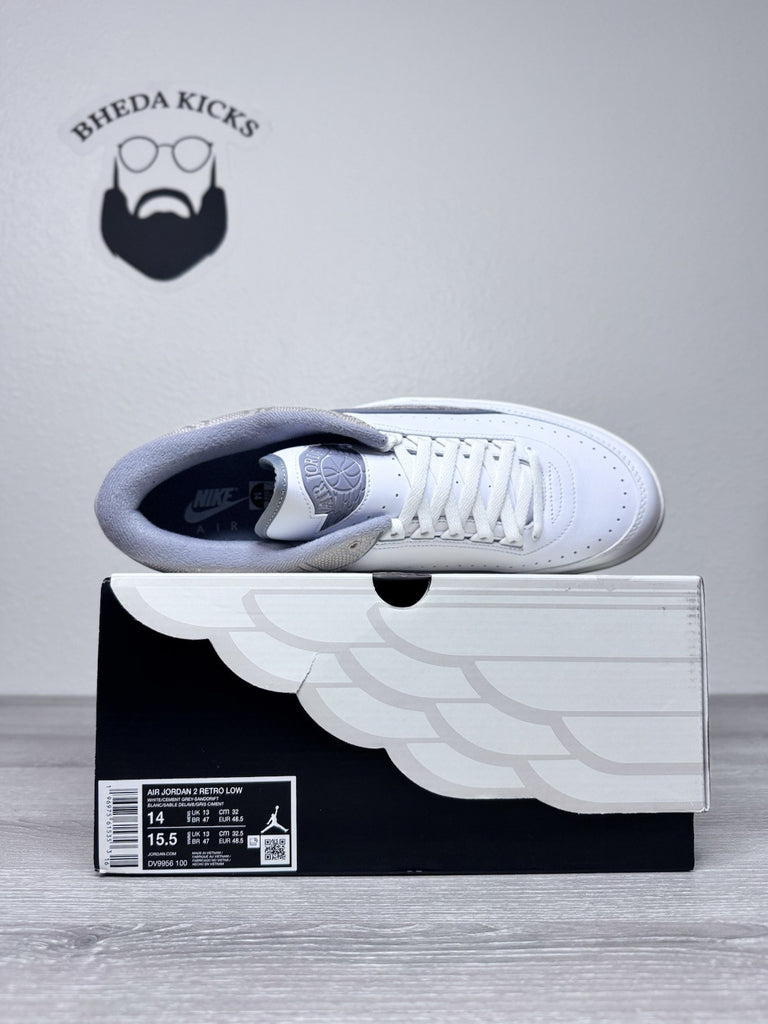 Size 14 - Nike Air Jordan 2 Retro Low Python White Grey Sanddrift DV9956-100