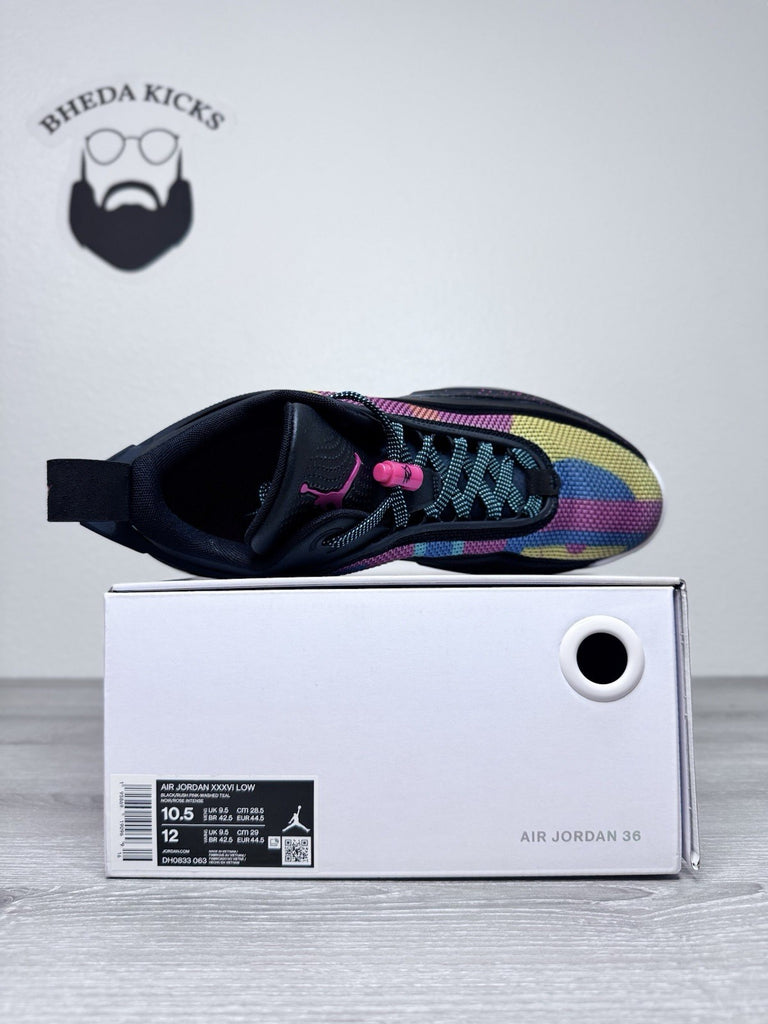 Size 10.5 - Air Jordan 36 Low Black Multi-Color DH0833-063 NEW DS