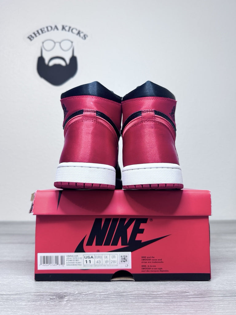 Size 11W/9.5m - Air Jordan 1 Retro OG 2023 High Satin Bred FD4810-061 Preowned