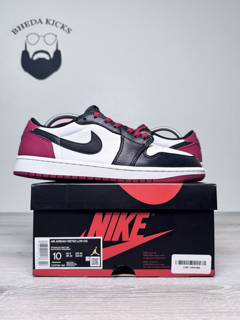 Size 10 - Nike Air Jordan 1 Low OG Black Toe Men CZ0790-106 Preowned