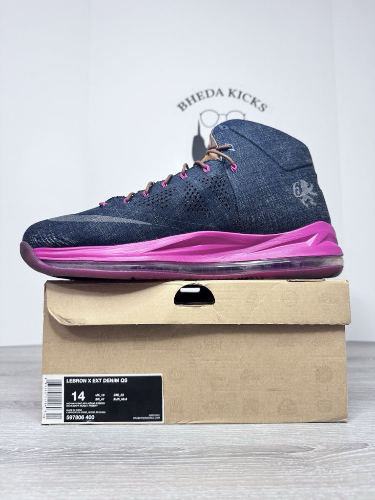 Size 14 - Nike Lebron 10 EXT Denim QS Navy 597806 400 Authentic NEW DS