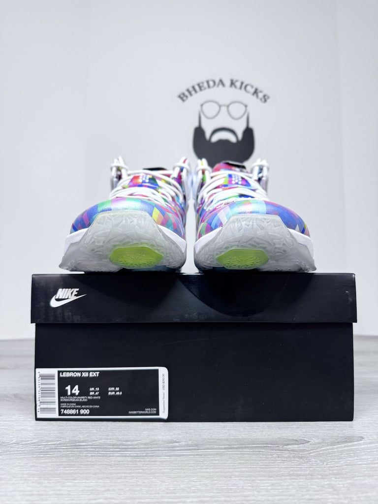 Size 14 - Nike LeBron 12 EXT Prism 2015 748861-900 Authentic Rare NEW DS