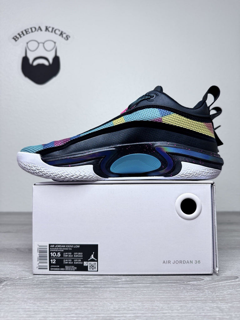 Size 10.5 - Air Jordan 36 Low Black Multi-Color DH0833-063 NEW DS