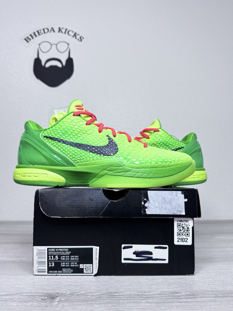 Size 11.5 - Nike Kobe 6 Protro Grinch (2020) CW2190-300 Authentic WORN ONCE